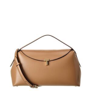 Toteme T-Lock Leather Top Handle Shoulder Bag, Brown